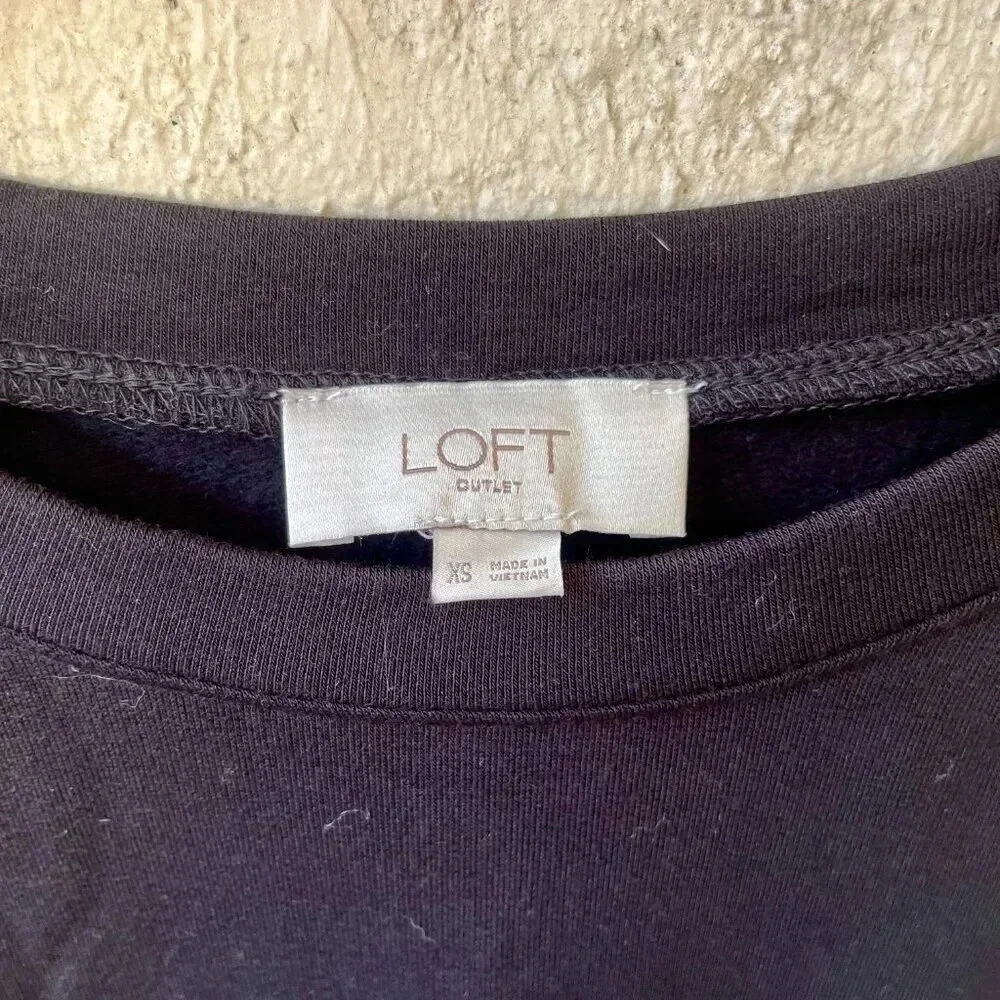 Loft Love You Latte Black Lounge Sweatshirt XS